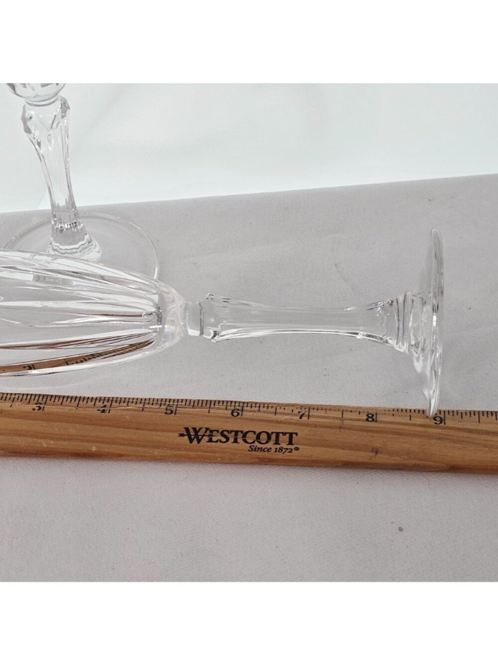 2 RCR Recital Champagne Glasses 9" Royal Crystal Rock flutes cut glass glam vtg - Picture 7 of 11